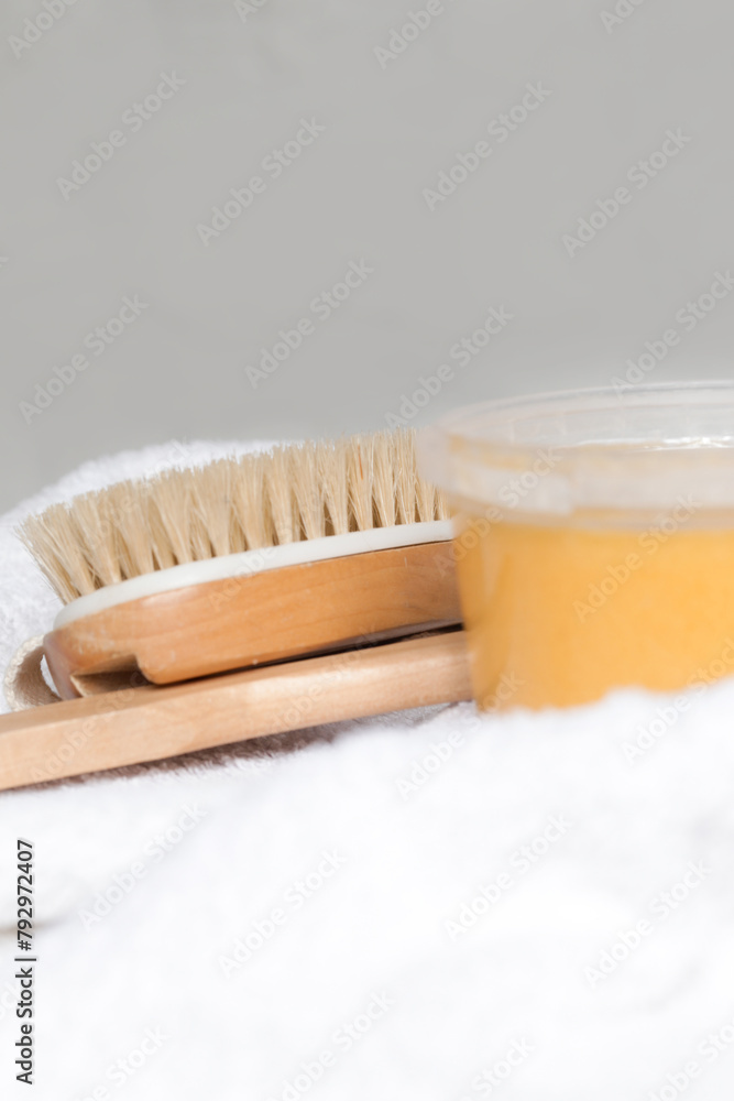 Dry skin wooden body brush for anti cellulite and lymphatic drainage massage Dry skin wooden body brush for anti cellulite and lymphatic drainage massage
