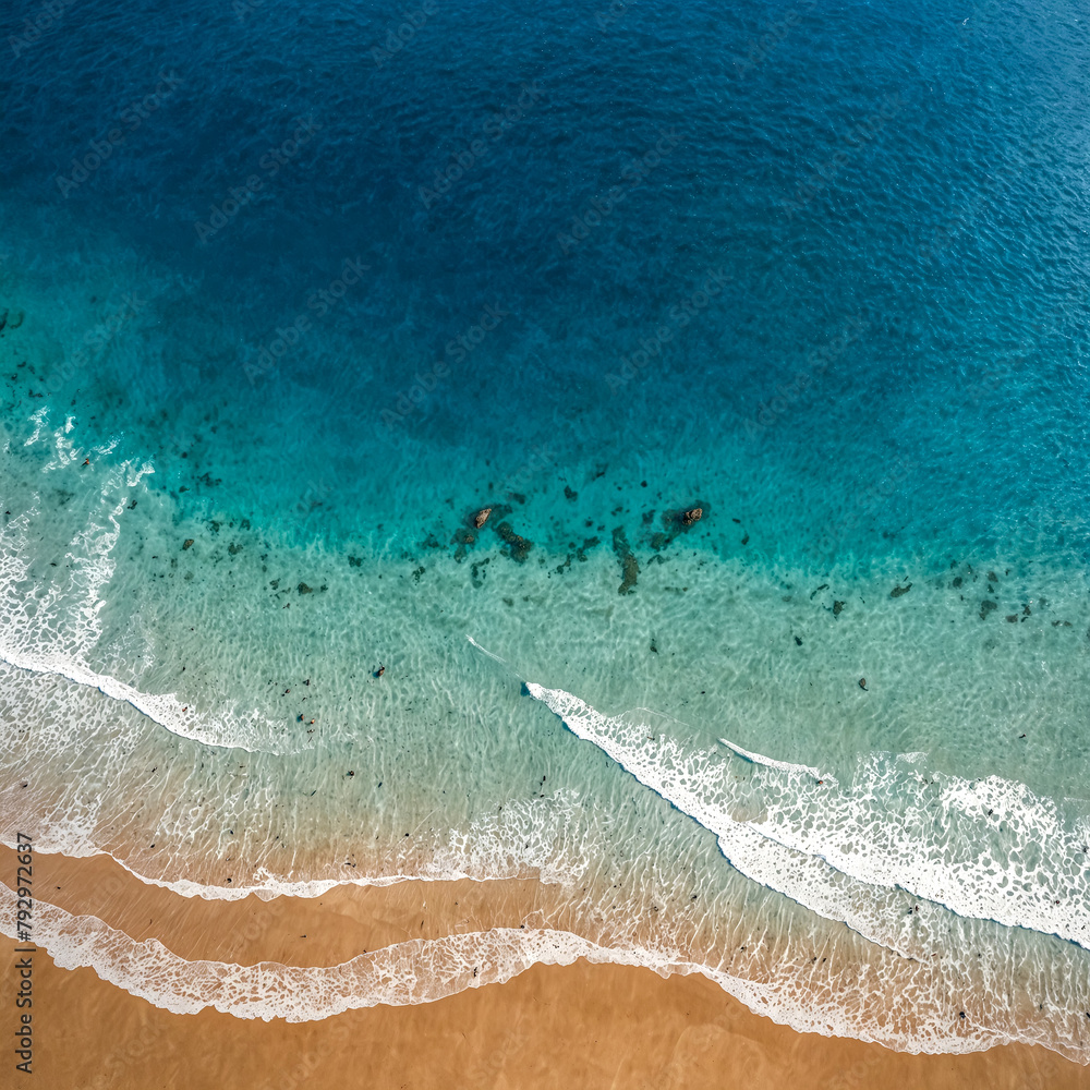 Aerial view of the beaches of a tropical island. Summer and Vacation Concept.