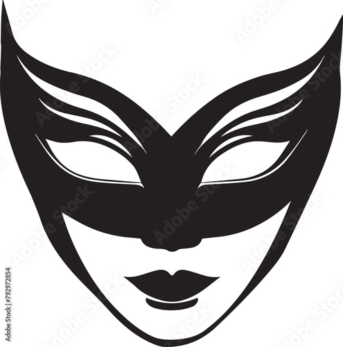 Silhouette of black and white mask icon. Party concept. Vector illustration