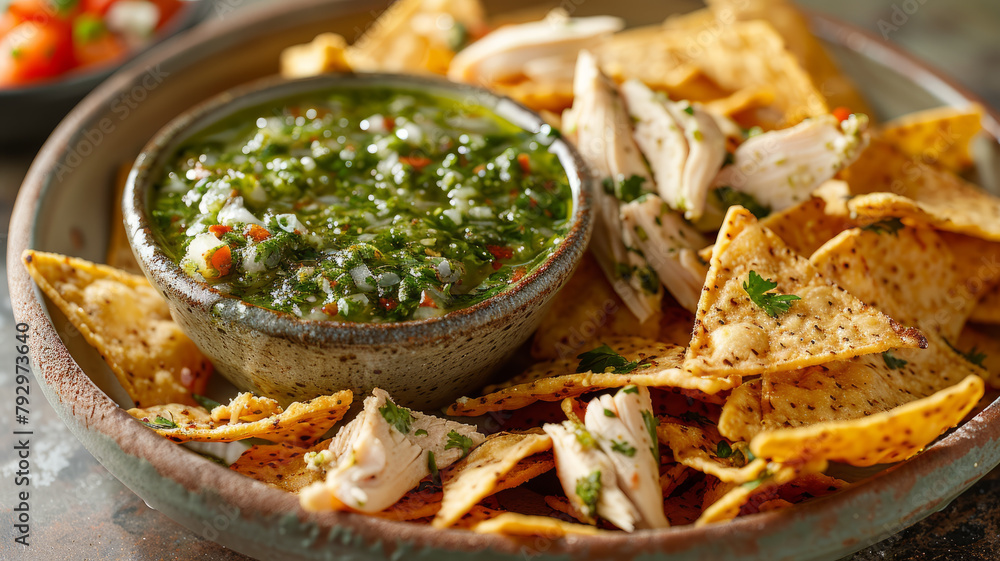 A bowl of salsa with nachos A bowl of salsa with nachos