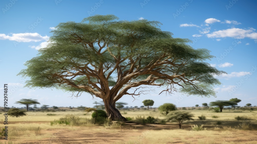 Acacia Tree In Landscape - Generative AI