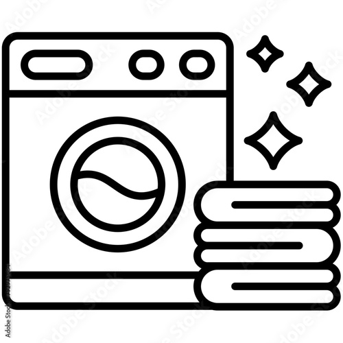 Laundry Black Outline Icon Pack