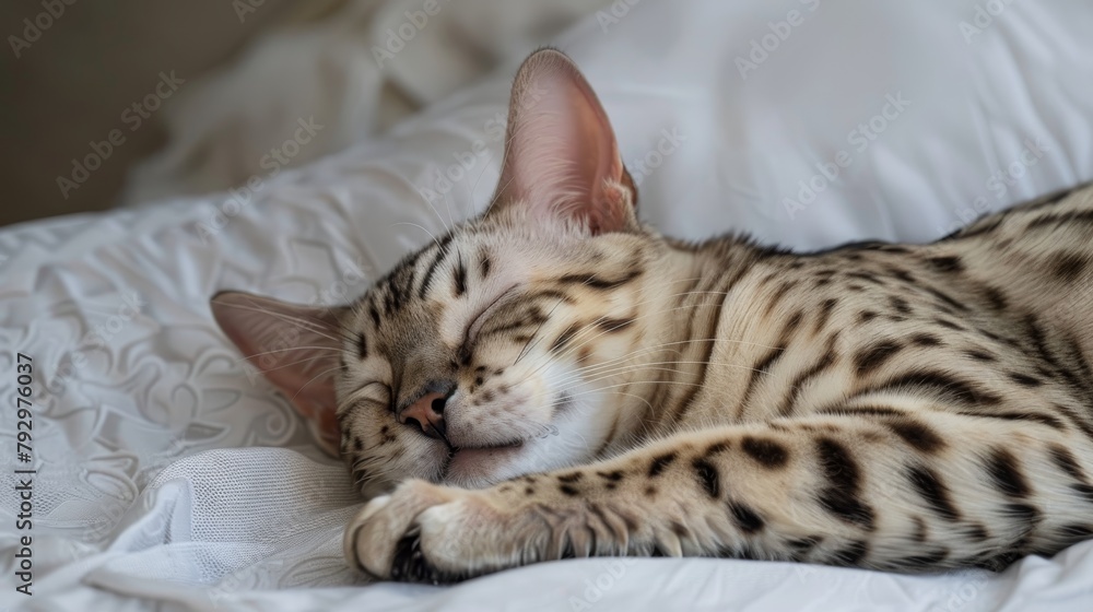 Bengal cat close up at home, pet care concept, banner, copy space
