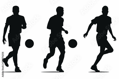 Football soccer players, group of footballers. Set of isolated vector silhouettes