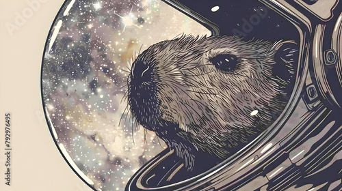 Capybara Astronaut Gazing a...