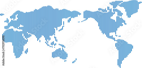 Vertical strip line world map.