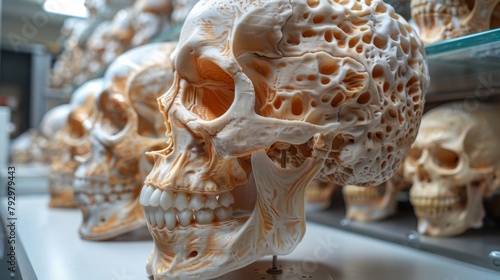 Illustrate a clinic specializing in craniofacial surgery using 3D-printed models to meticulously plan and execute intricate facial reconstructions. photo