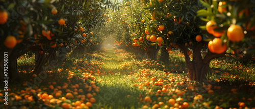 orange grove agriculture concept background