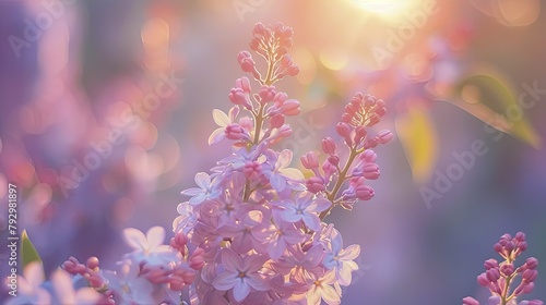 The fragrant lilac blooms filled the air with their delicate scent photo