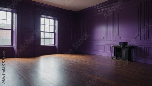 Purple Room Interior, Gathering Space Layout, Unoccupied Purple Wall