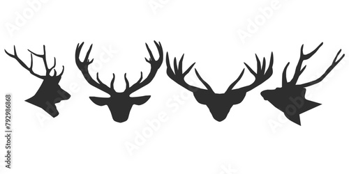 Deer head silhouette illustration isolated on white background photo