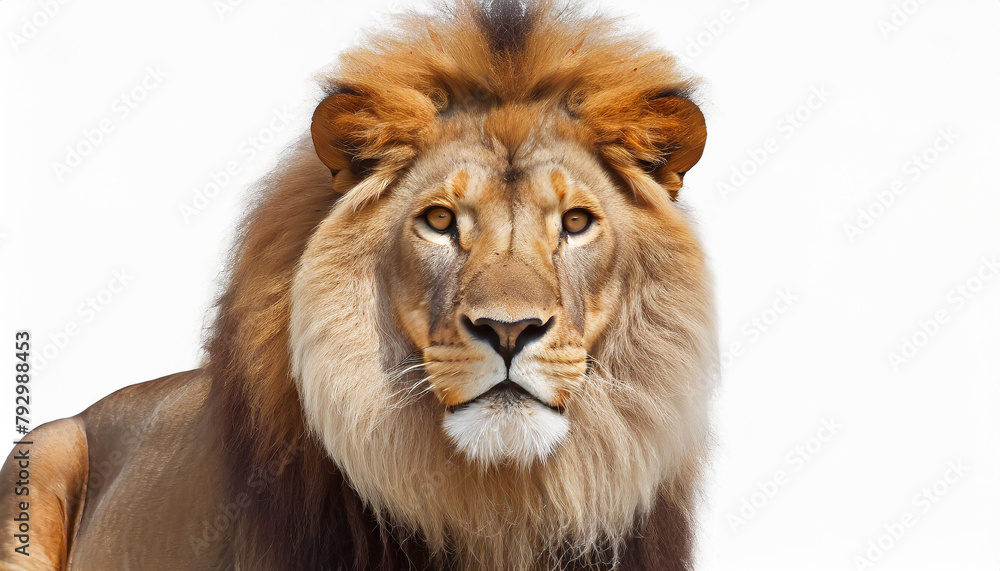  lion four and a half years old stands in front of a white backdrop