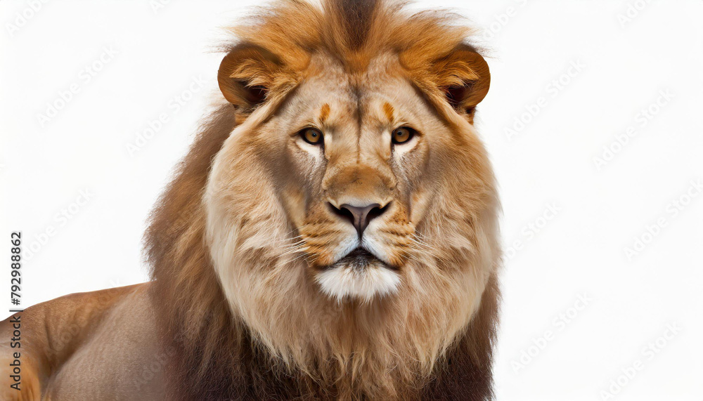  lion four and a half years old stands in front of a white backdrop