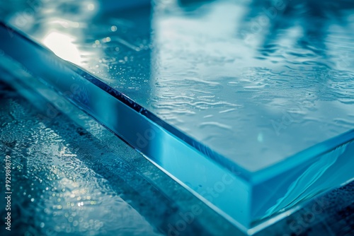 A modern blue glass board for writing