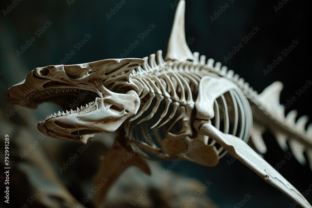 skeletal wonders of a hammerhead shark, capturing the unique head shape