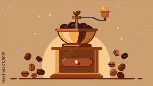 The satisfying crunch of premium coffee beans being ground in a vintage handcranked grinder evoking nostalgia and tradition..