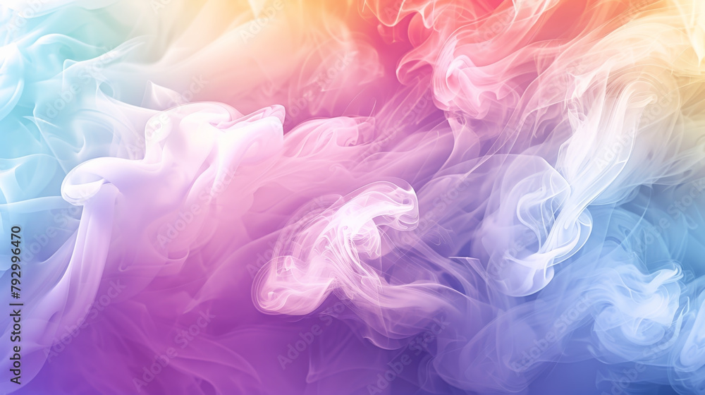 Colorful rainbow color smoke, abstract wave of colorful smoke steam background.