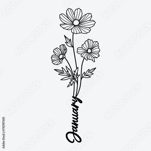 Birth Month Flowers Design, Flower Vector