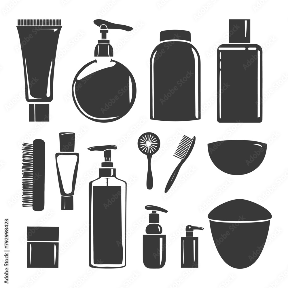Fototapeta premium Silhouette toiletries equipment black color only