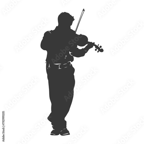 Silhouette violist in action full body black color only photo