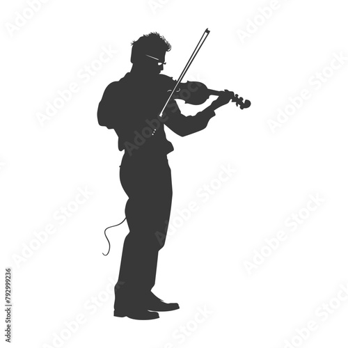 Silhouette violist in action full body black color only photo