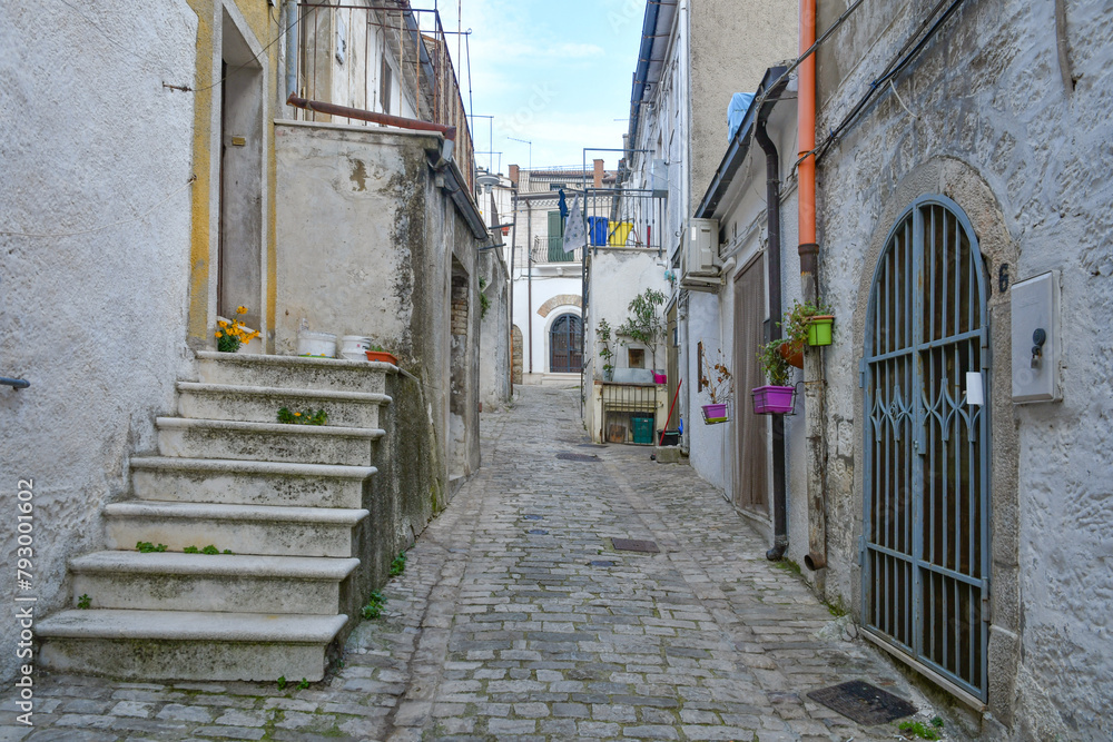 A street in Orsara di Puglia, a medieval village in the province of Foggia in Italy.
