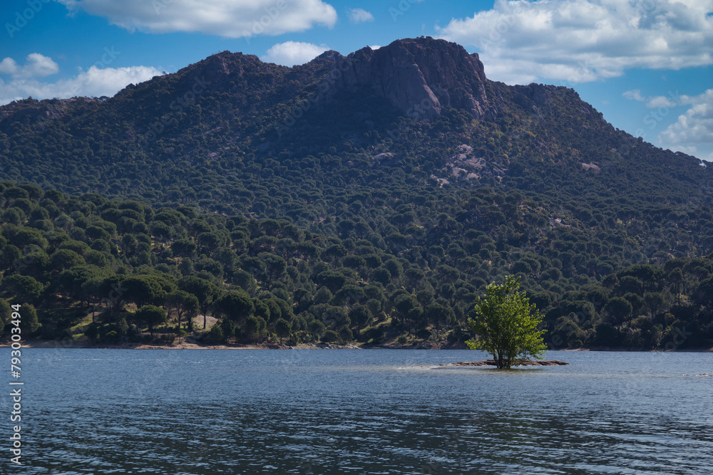 lake, mountains, view, landscape, spring, nature, water, sunny,