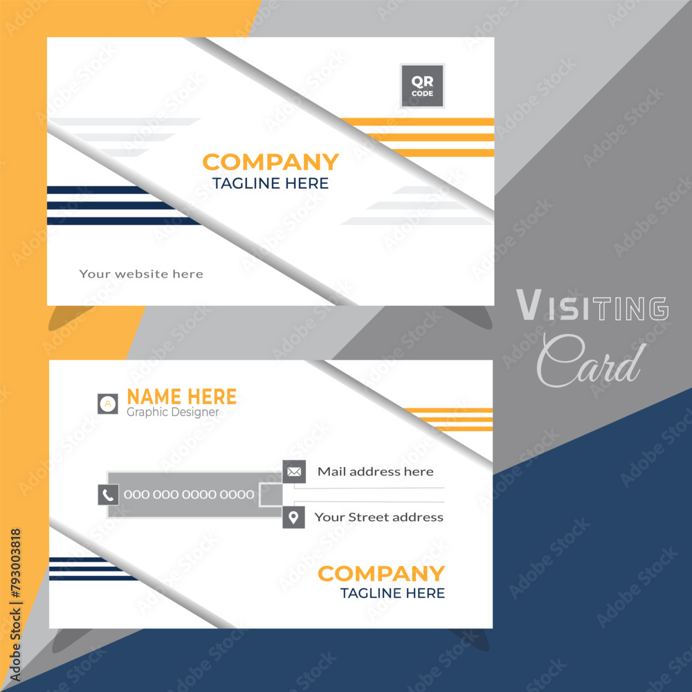 Naklejka premium Simple & Clean Visiting Card design, Vector Illustration Design Template.