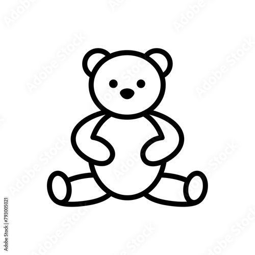 Teddy bear toy outline icon. Editable stroke.