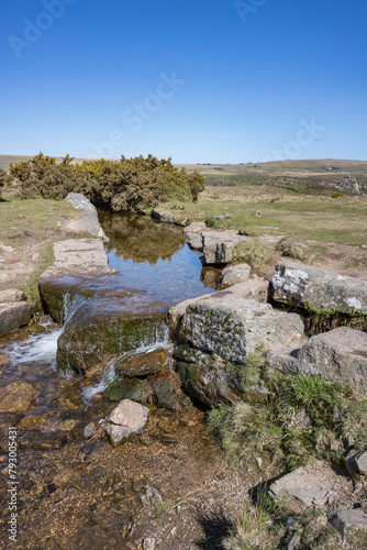 Cascading water at windy post Dartmoor