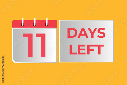 11 days to go countdown template. 11 day Countdown left days banner design. 11 Days left countdown timer
