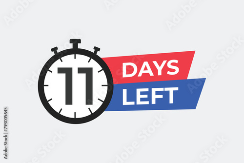 11 days to go countdown template. 11 day Countdown left days banner design. 11 Days left countdown timer
