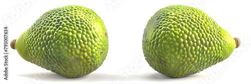 Two Breadfruit isolated on white transparent background ,Spiny gourd green fruit vegetable,  Healthy Food Photography 
  photo