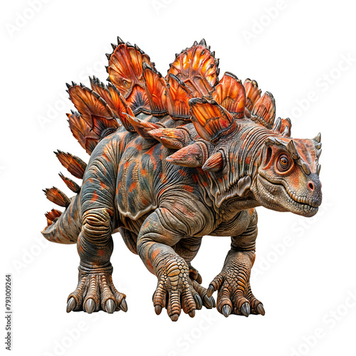 Spiked Dinosaur with Tail Club on Transparent Backdrop for Educational Content, Themed Entertainment, Poster, Sticker, School Project, Illustration © Nina