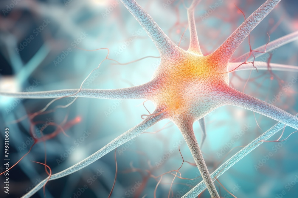human nervous system, emphasizing neural pathways and nerve cells, for ...