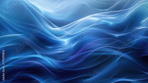 A blue abstract wave background,blue abstract gradient, wave wallpaper, free space,Abstract wavy blue background. 3d rendering, 