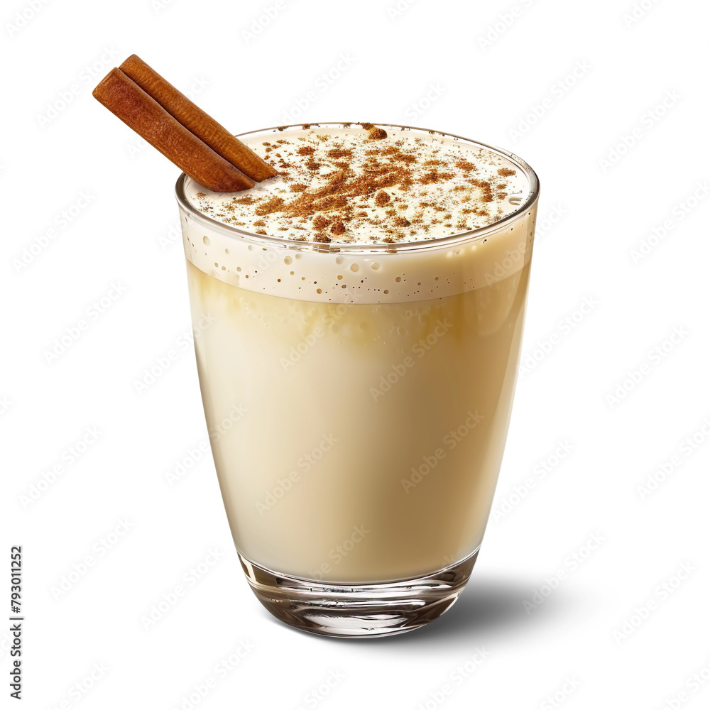 Eggnog with cinnamon stick isolated on a transparent background
Eggnog with cinnamon stick isolated on a transparent background