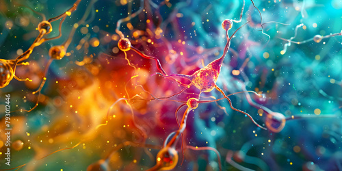 active nerve cells signals, ai generated.	 photo