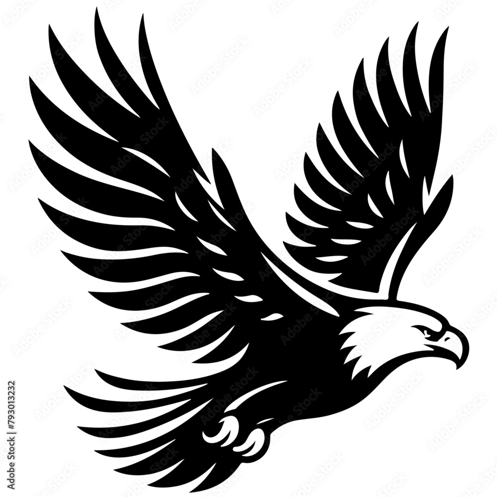 Obraz premium Eagle with feathers ruffled, bracing against strong winds