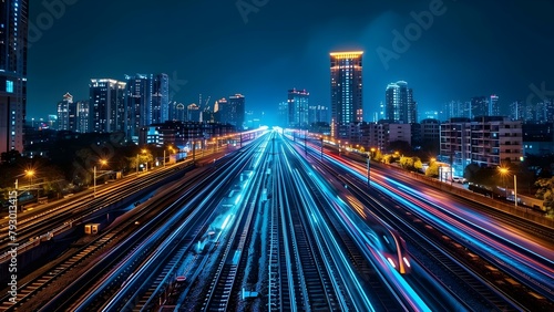 Smart city with integrated intelligent transport systems and IoTenabled infrastructure for efficiency. Concept Smart Cities, Intelligent Transport Systems, IoT Infrastructure, Efficiency