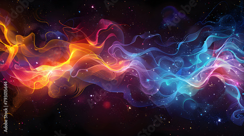 Abstract background in the concept of space and fantasy with bright contrasting colors and decorated with dots. photo