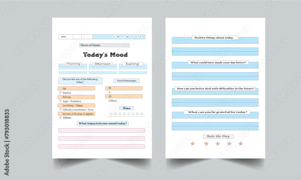 Today Mood Journal template layout design