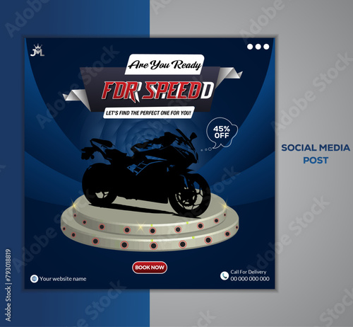 Motor Bike Social Media Post, bike sale design.