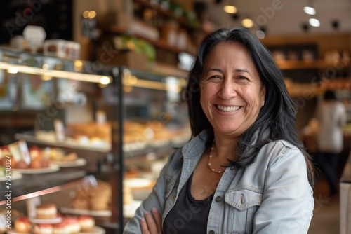Woman Standing in Front of Bakery Counter