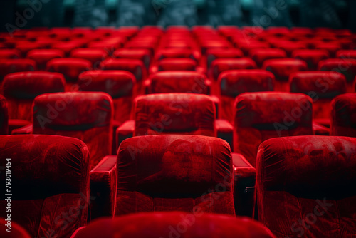 Row of empty red seats at theatre or cinema
