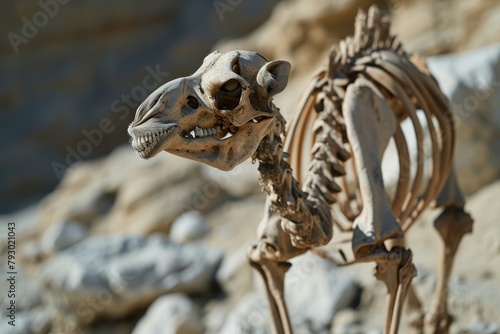 Focus on the skeletal marvel of a camel, displaying the unique adaptations for thriving in arid desert landscapes.