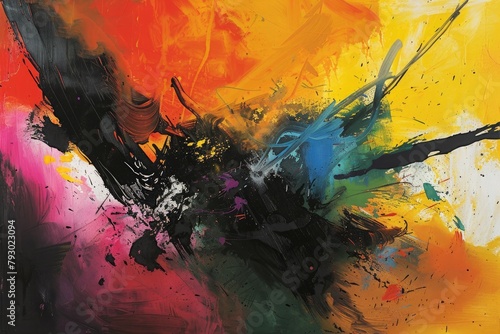 Enter a world of abstract expressionism, where bold strokes and vibrant hues collide in a riot of artistic energy.