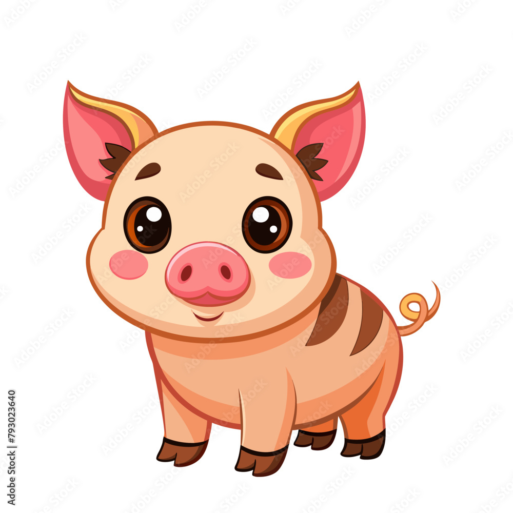 cute pig cartoon isolated on white background cute pig cartoon isolated on white background