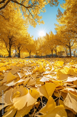 a yellow leaves on the ground photo
