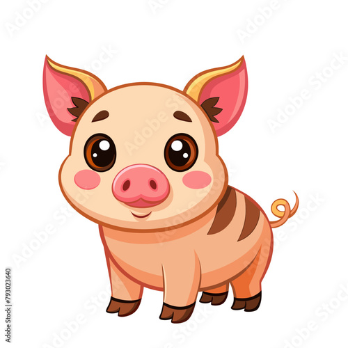 cute pig cartoon isolated on white background